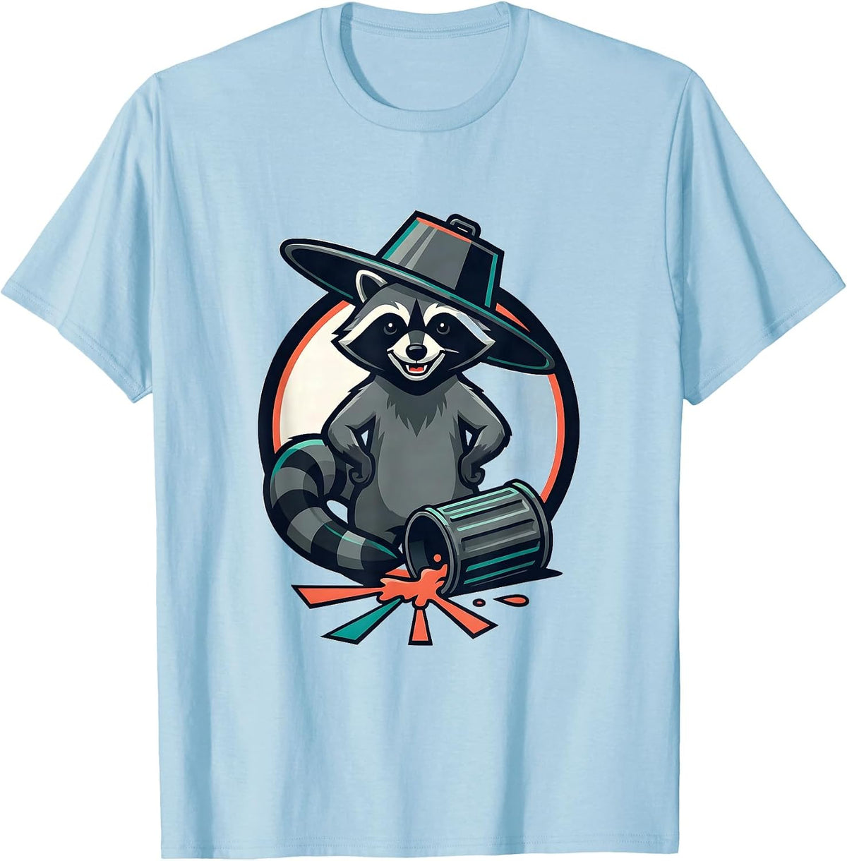 Men's Sealed Raccoon Badge Trashed Panda Funny Gag Gift T-Shirt - Baby Blue