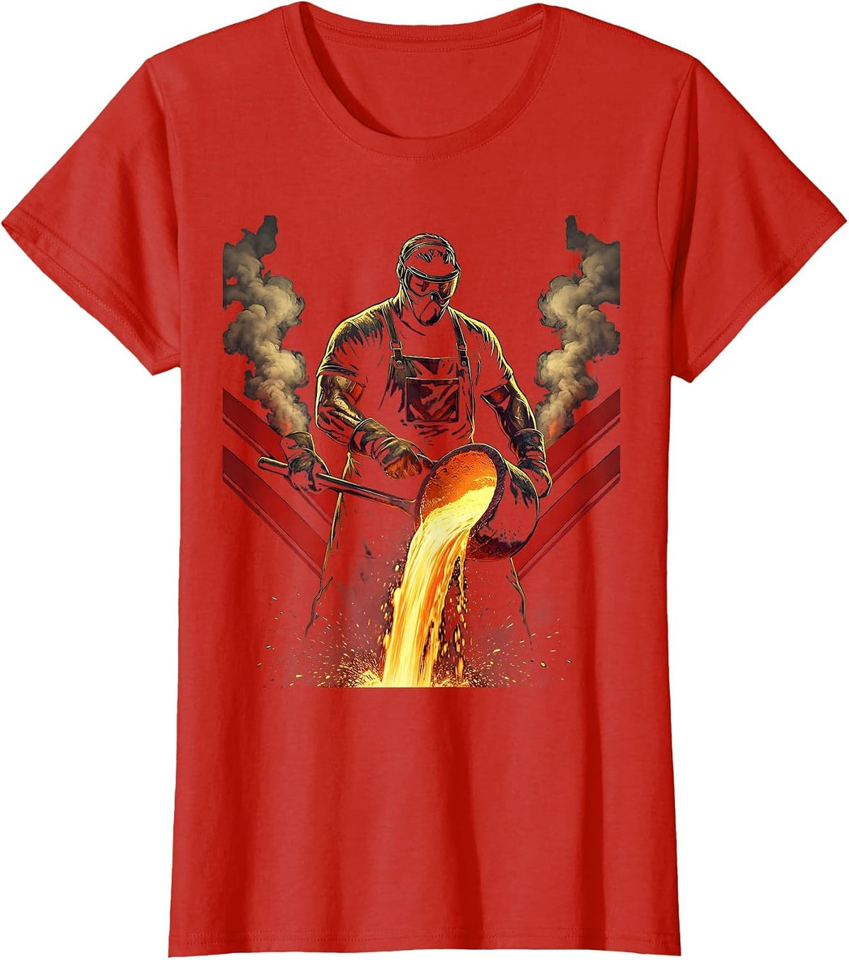 Milwaukee Foundry Worker Molten Steel Pour Graphic T-Shirt - Red