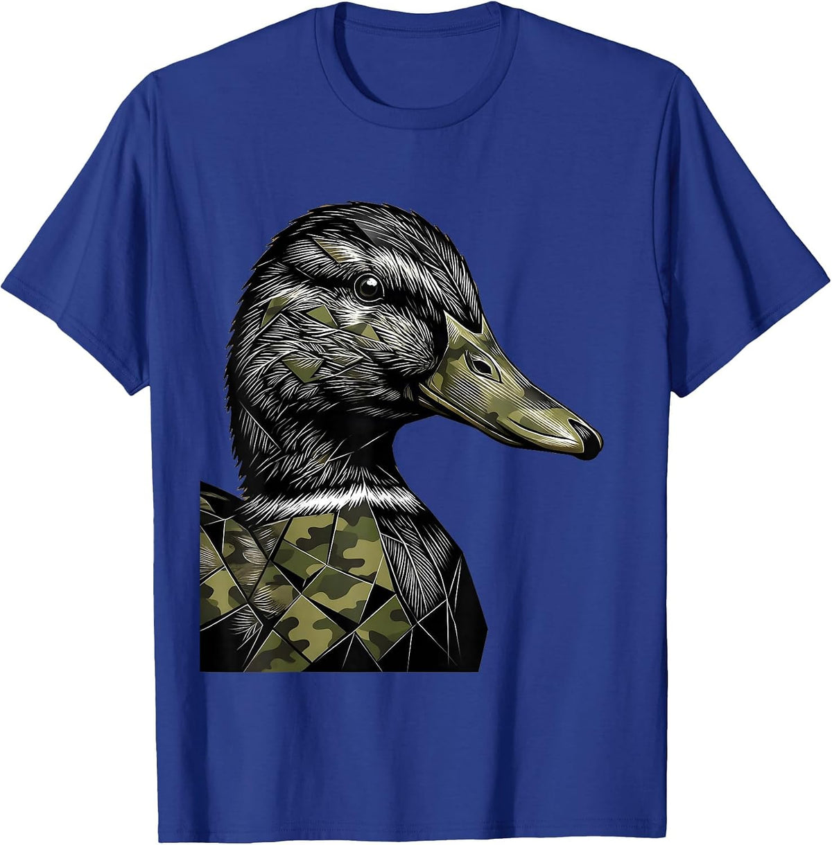 Men's Duck Camo Geometric Mosaic Graphic Tee T-Shirt - Royal Blue