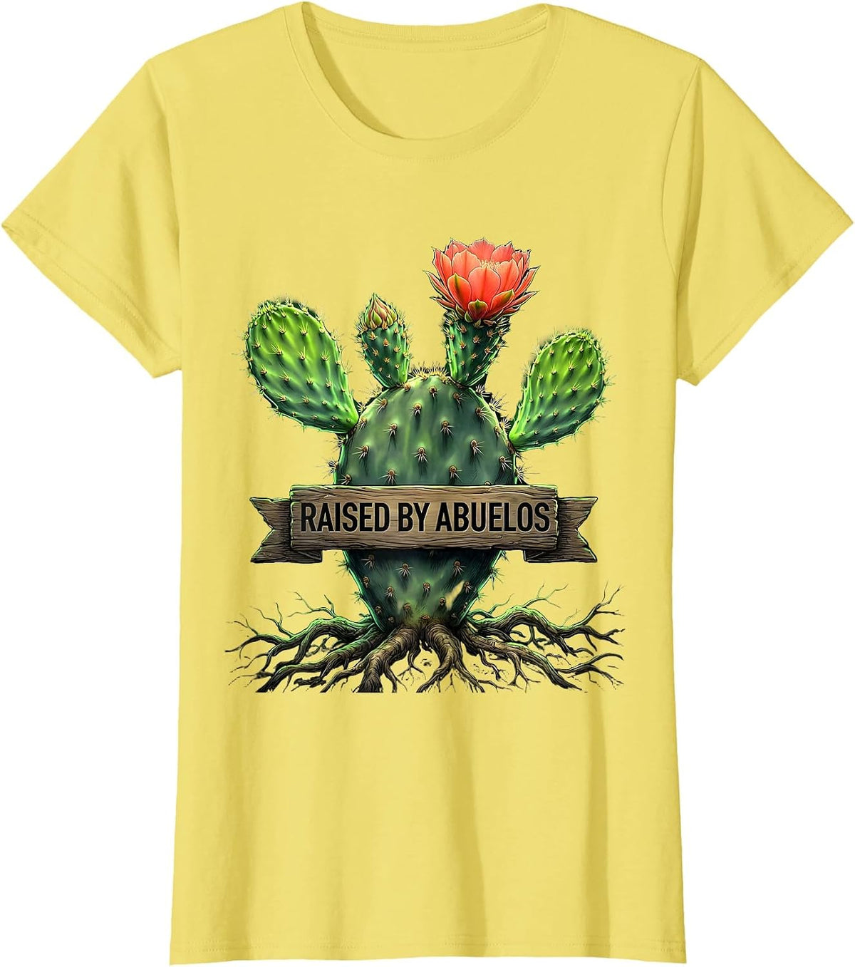 Raised by Abuelos Mexican Heritage Design T-Shirt - Lemon Yellow
