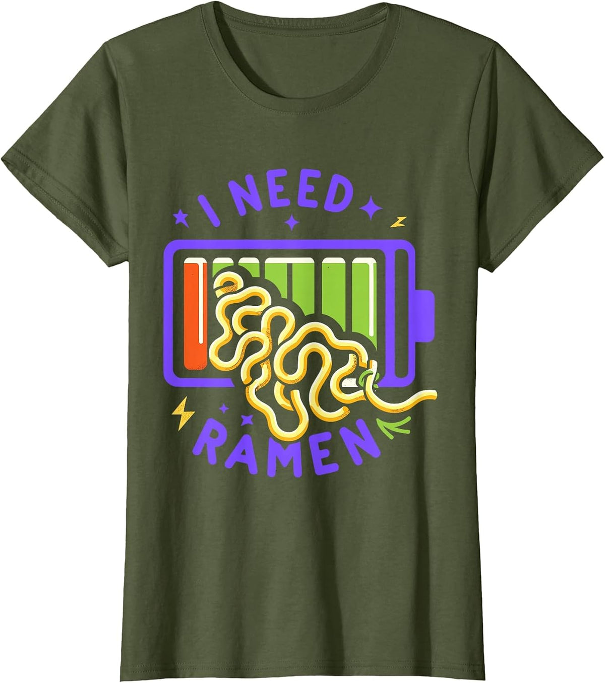 Japanese Noodle Ramen Quote Funny Ramen Noodles T-Shirt - Olive Green