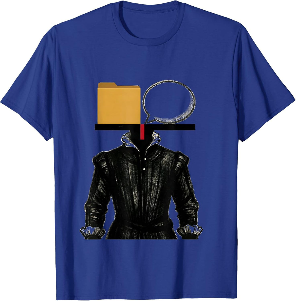 Ruff and Doublet Editorial Conceptual Shakespeare Humor T-Shirt - Royal Blue