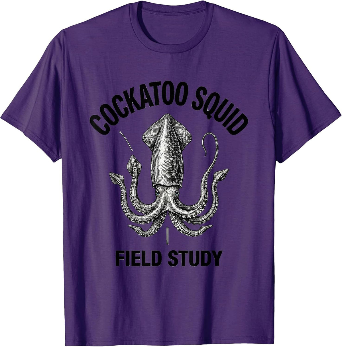 Cockatoo Squid Field Study Vintage Marine Biology Octopus T-Shirt - Purple
