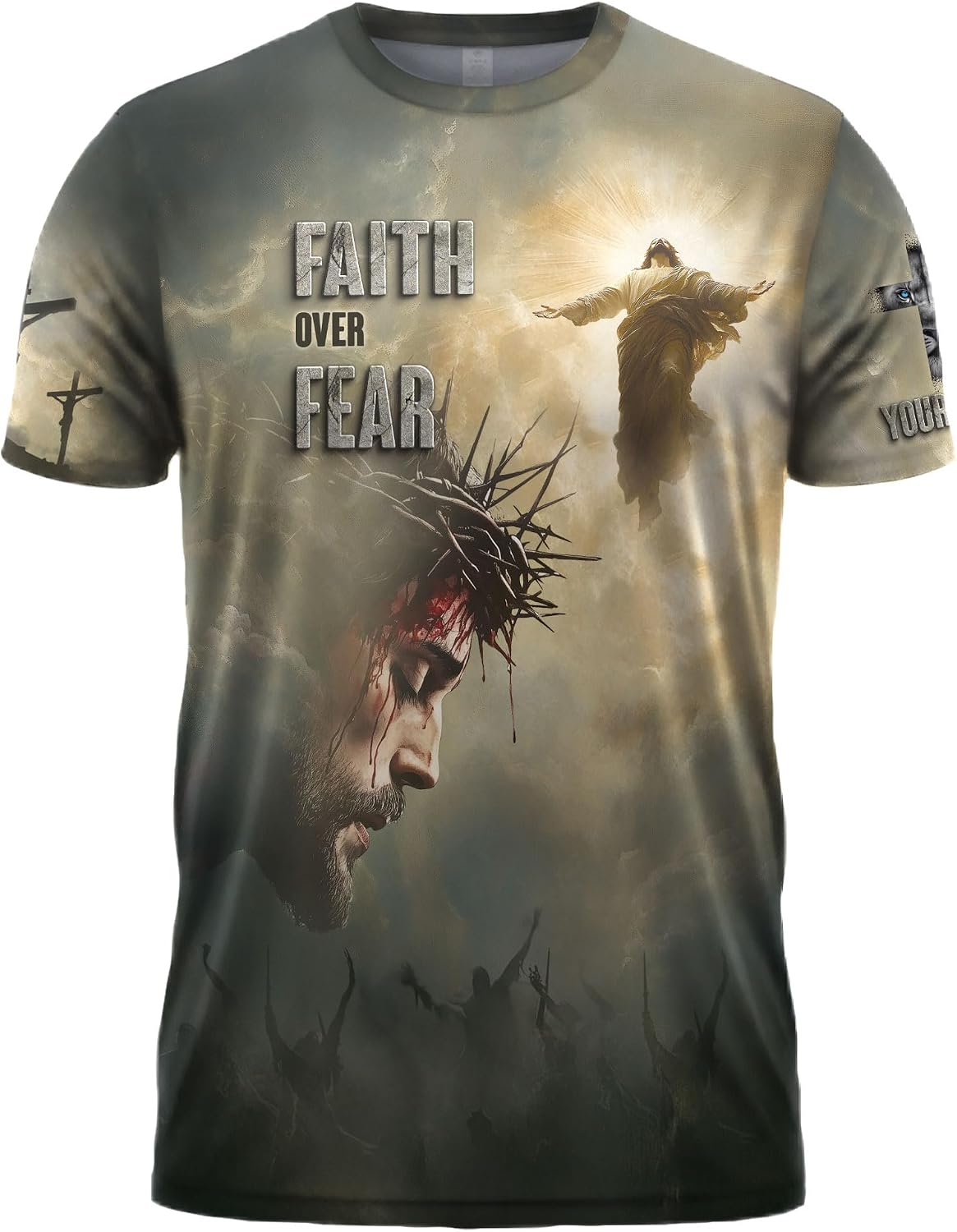 Custom Faith Over Fear Shirt, Christian Shirts for Men, Cross Shirt, Faith Shirts for Men, Jesus Tshirt - Ds 4