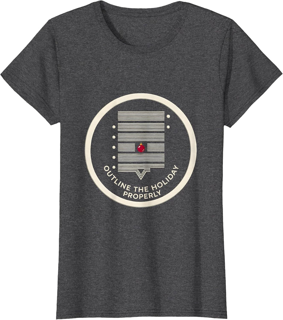 Women's Outline The Holiday Properly Funny Math Teacher Christmas T-Shirt - Dark Heather Grey
