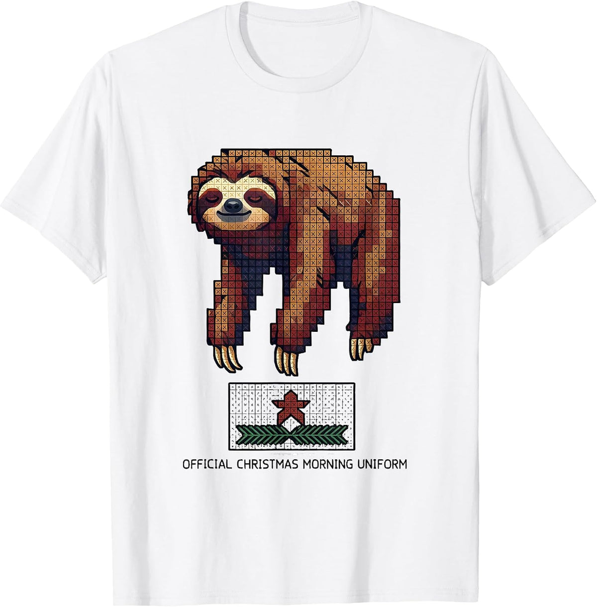Men's Official Christmas Morning Uniform Funny Sloth Lover Ugly T-Shirt - White