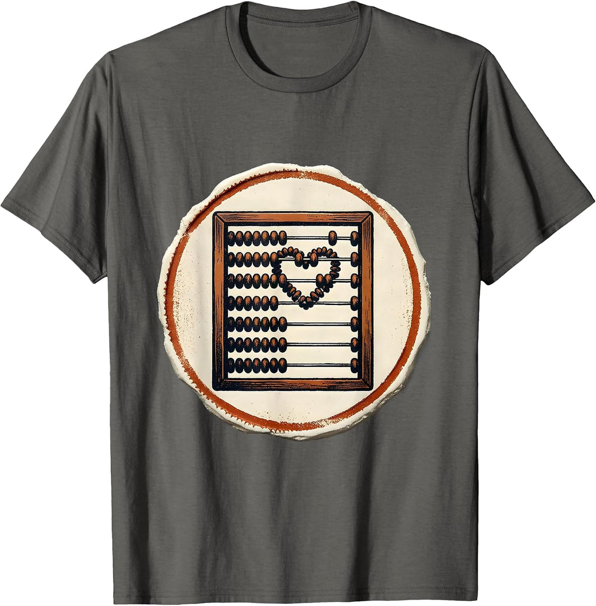Men's Heart Abacus Stamp Teacher Valentine’s Day Humor T-Shirt - Asphalt Grey