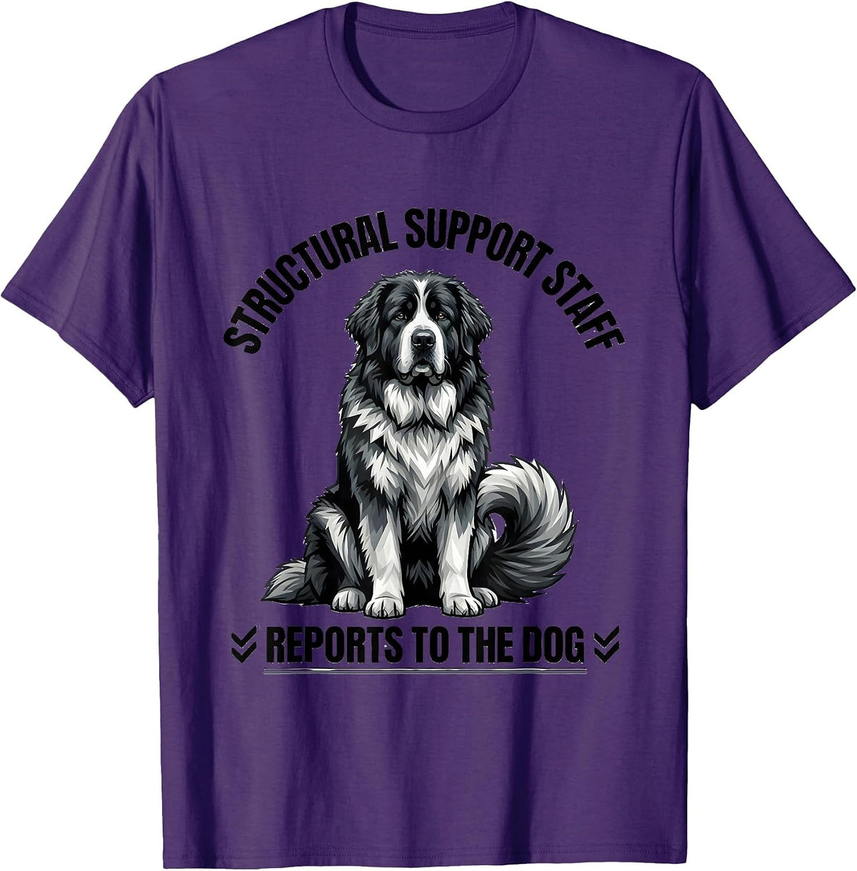 Men's Structural Support Staff, Reports To The Dog Great Pyrenees T-Shirt - Purple