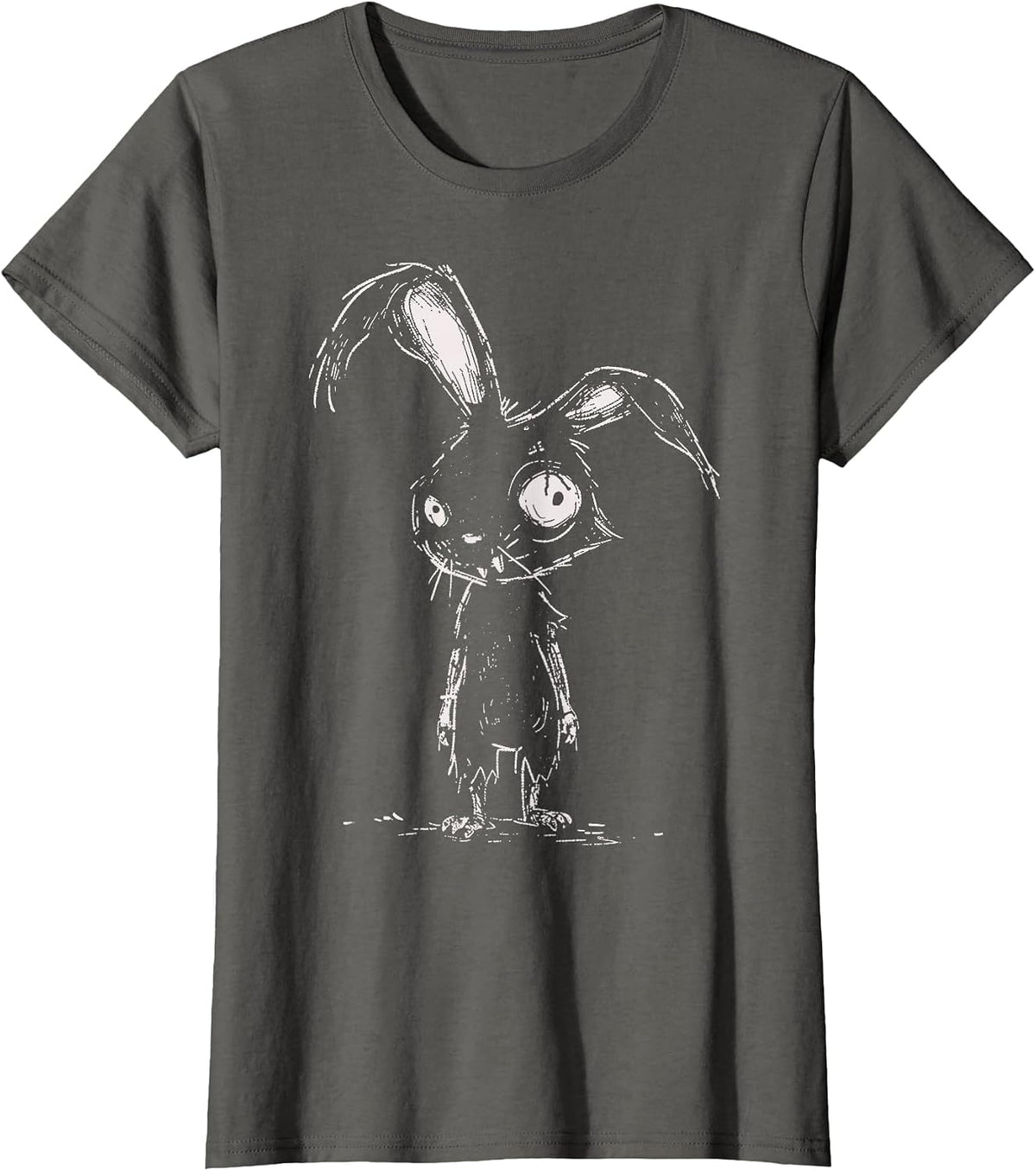 Weird Grunge Bunny Rabbit Alt Goth Cute Horror Aesthetic T-Shirt - Asphalt Grey