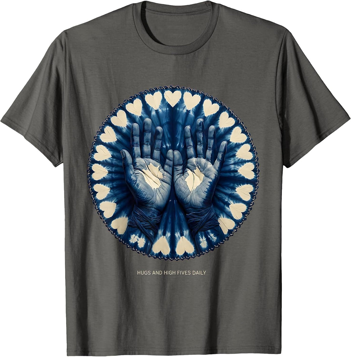 Men's Hugs And High Fives Daily PreK Teacher Design T-Shirt - Asphalt Grey
