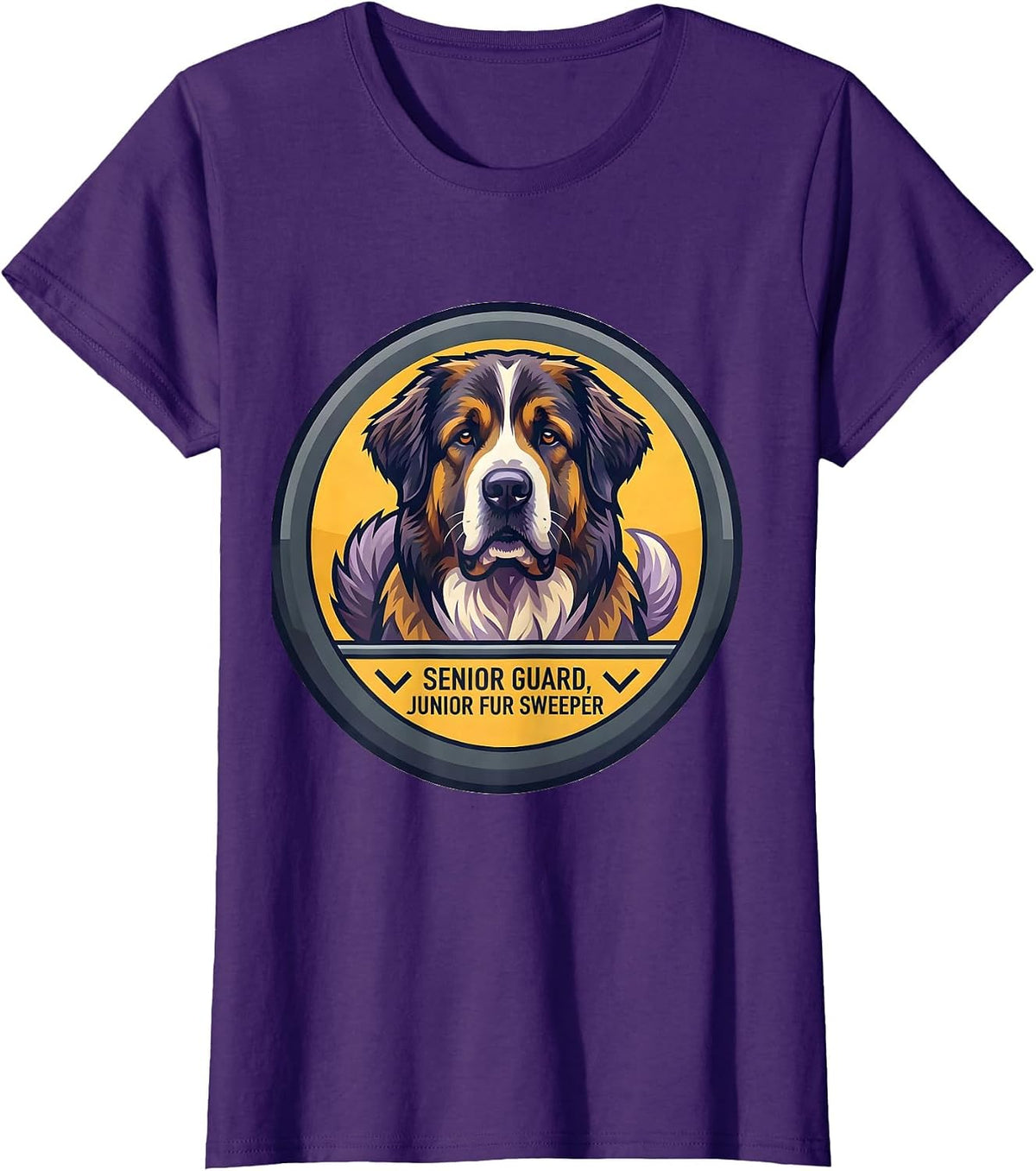 Women's Senior Guard Junior Fur Sweeper Funny Great Pyrenees Dog T-Shirt - Purple