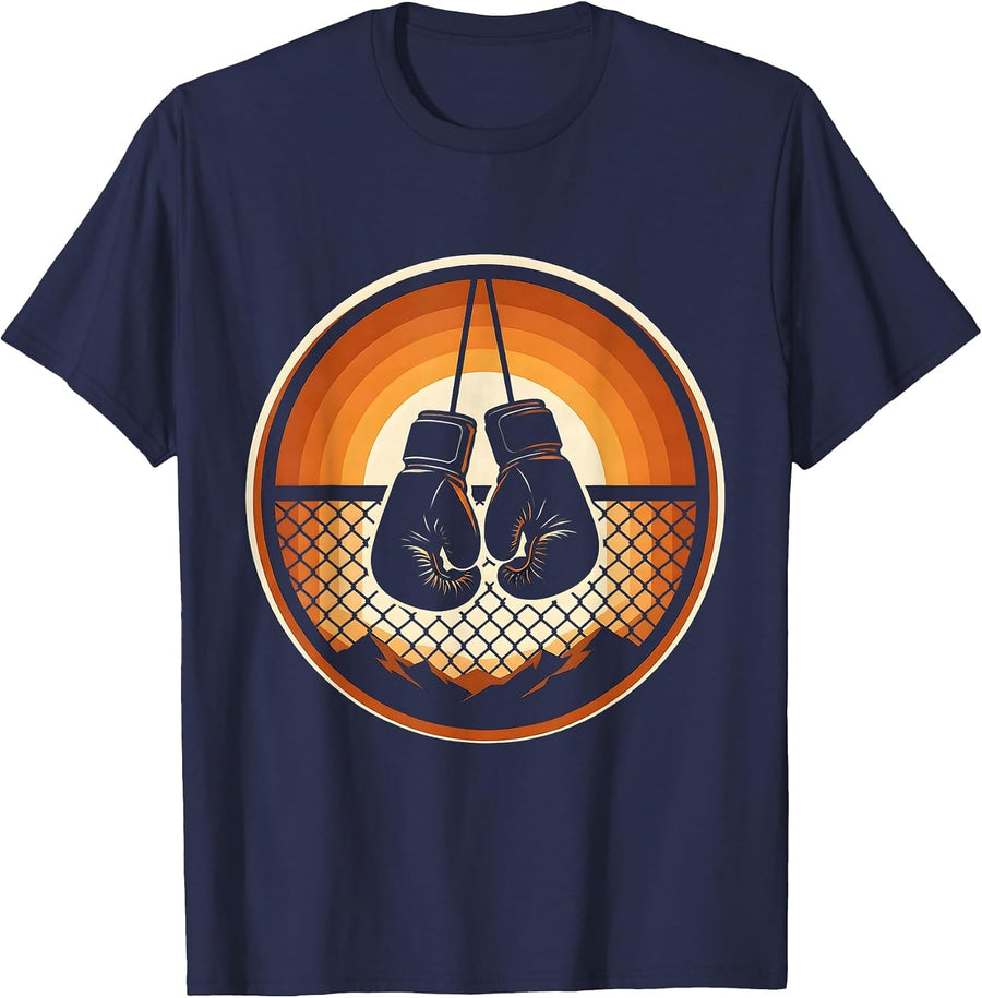 American Boxing Gloves Chain Link Graphic T-Shirt - Navy Blue