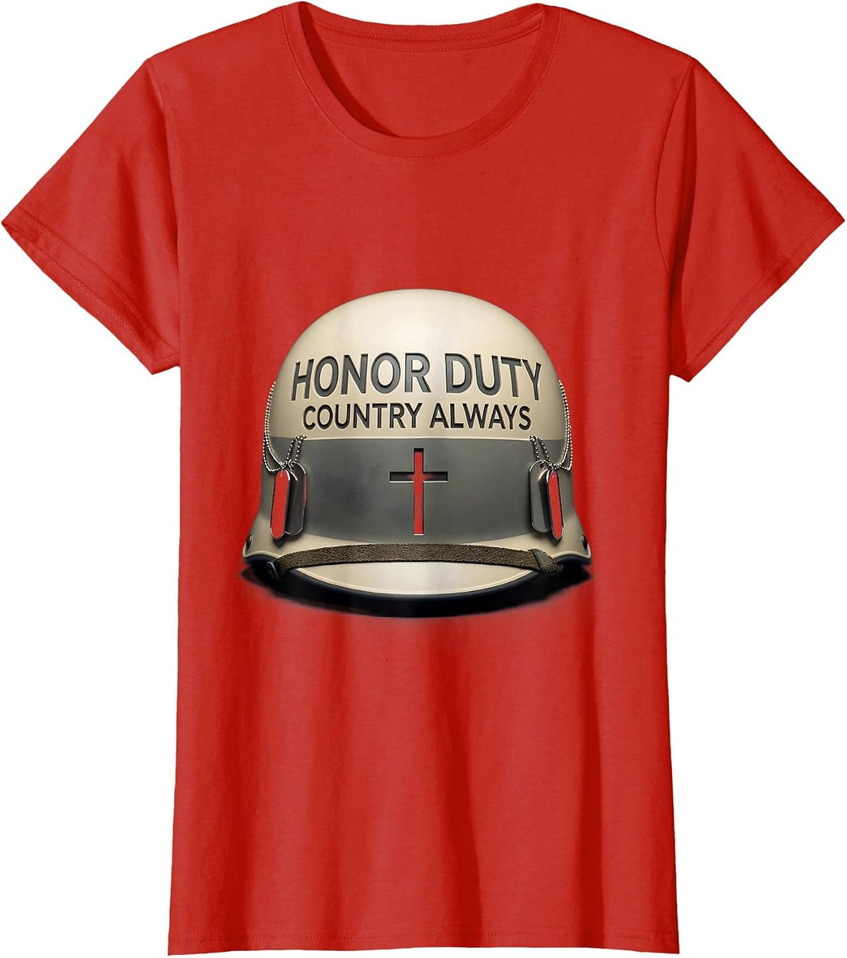 Honor Duty Country Always Veteran Patriotic Design T-Shirt - Red