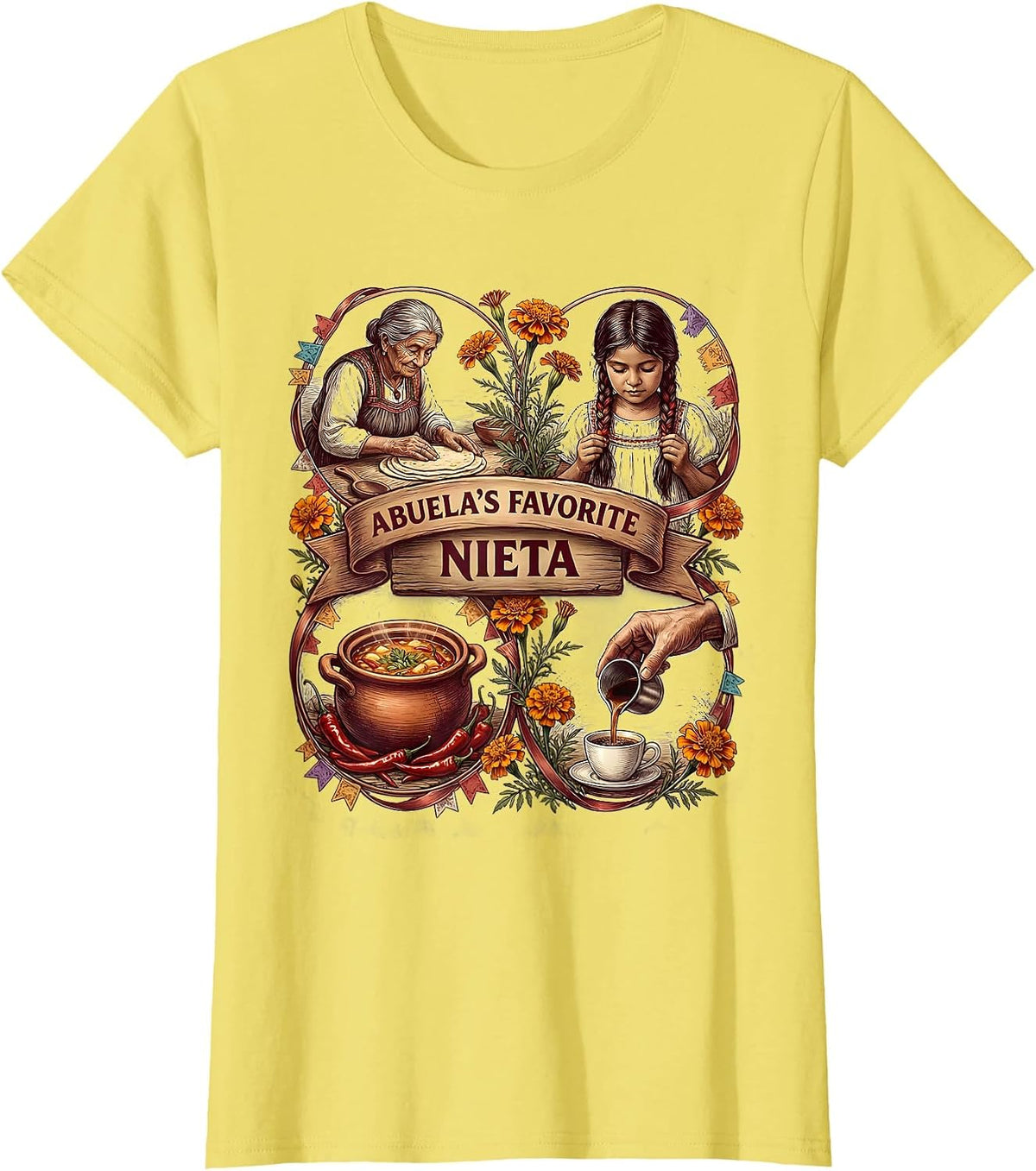 Abuela's Favorite Nieta Mexican Heritage Design T-Shirt - Lemon Yellow