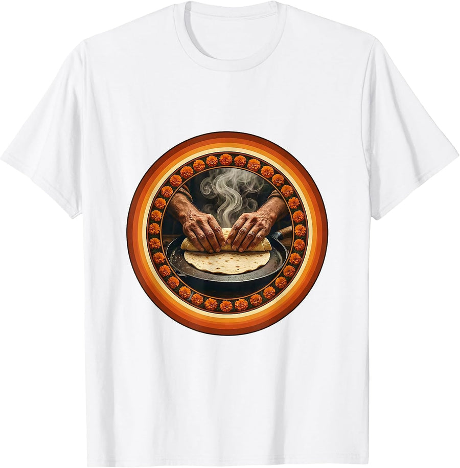 Abuela Tortillas Comal Hispanic Heritage Graphic T-Shirt - White