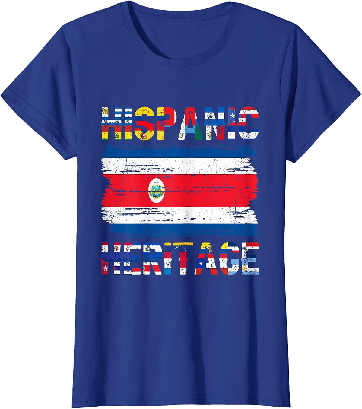 Vintage Costa Rica Costa Rican Flag Pride Hispanic Heritage T-Shirt - Royal Blue