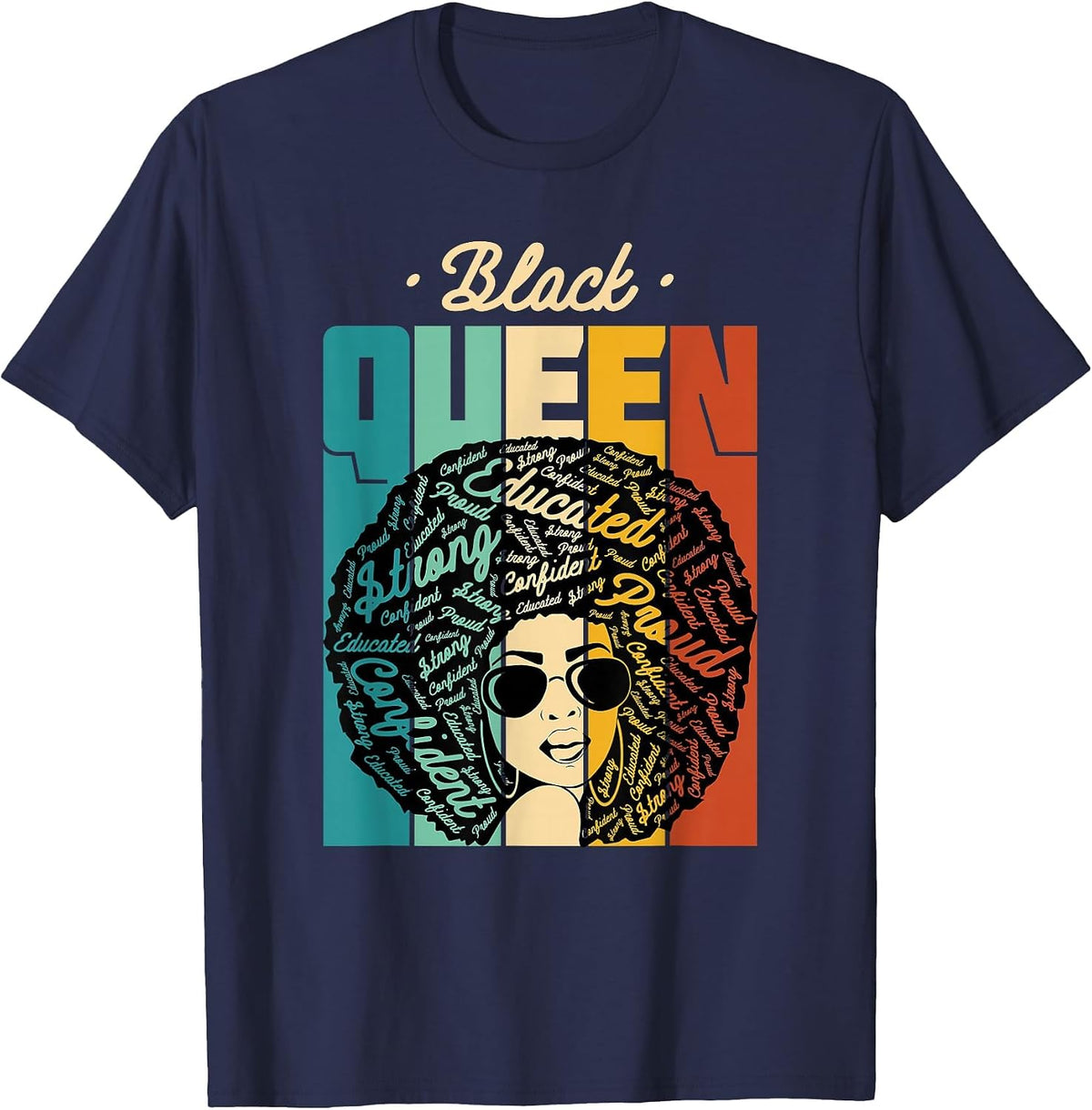 Black Queen - Black History Month & Pride T-Shirt - Navy Blue
