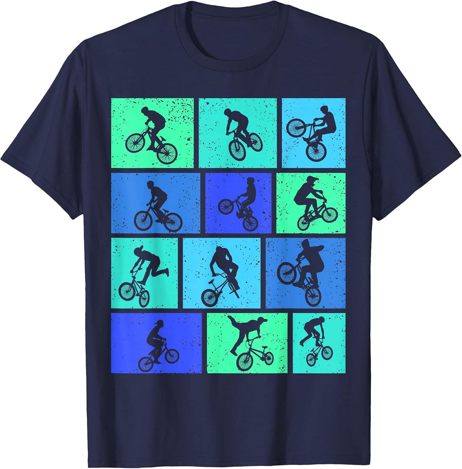 BMX Bike Bicycle Stunt Kids Boys T-Shirt - Navy Blue