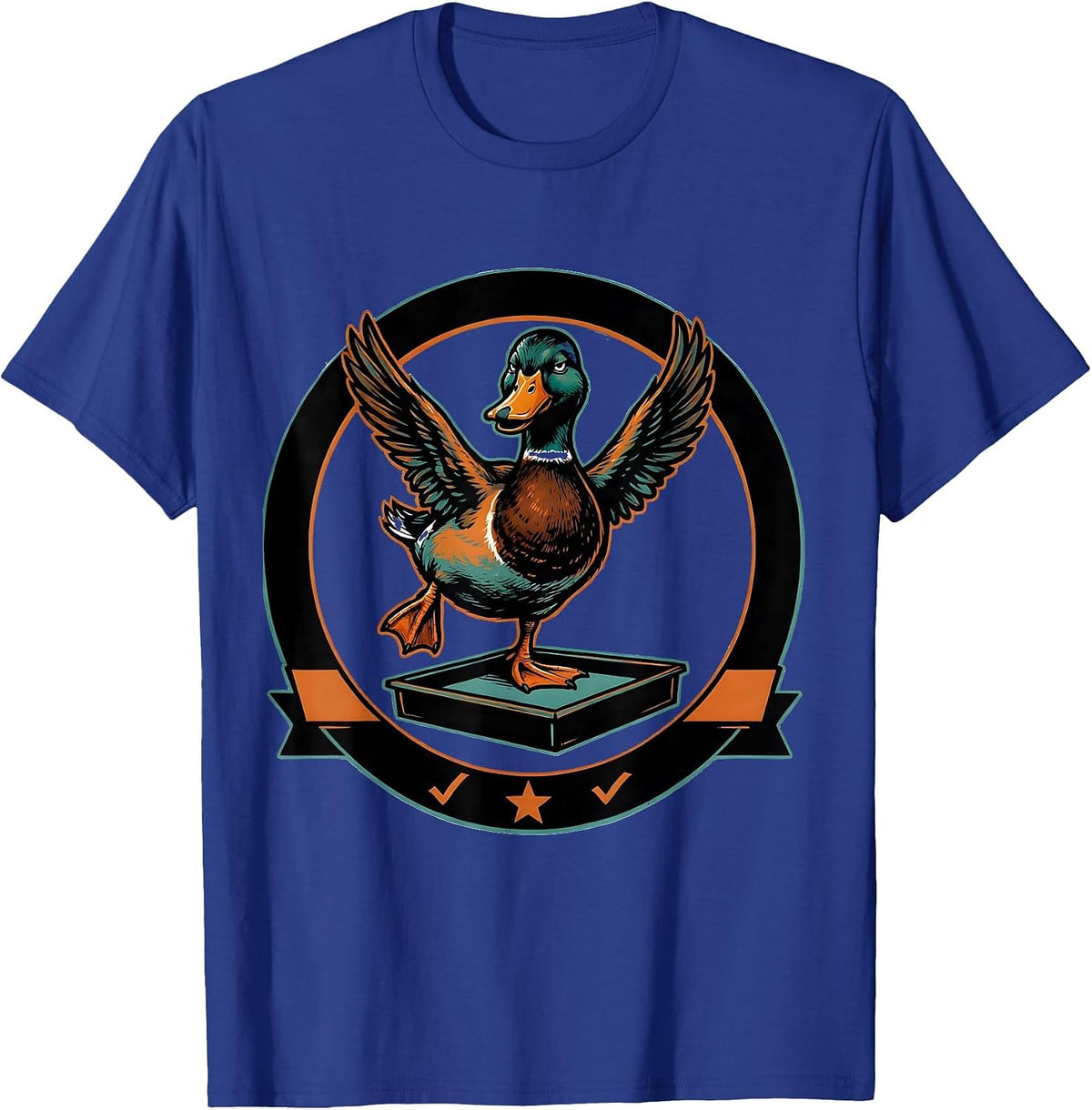 Men's Dismissive Duck Screenprint Poster Humor Novelty Gift T-Shirt - Royal Blue