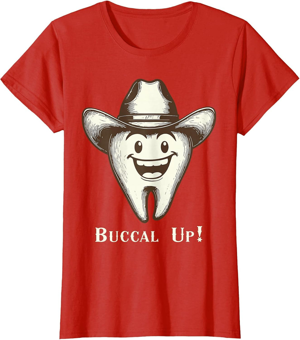 Cowboy Tooth Western Howdy Dentist Hygienist Dental Squad T-Shirt - Red