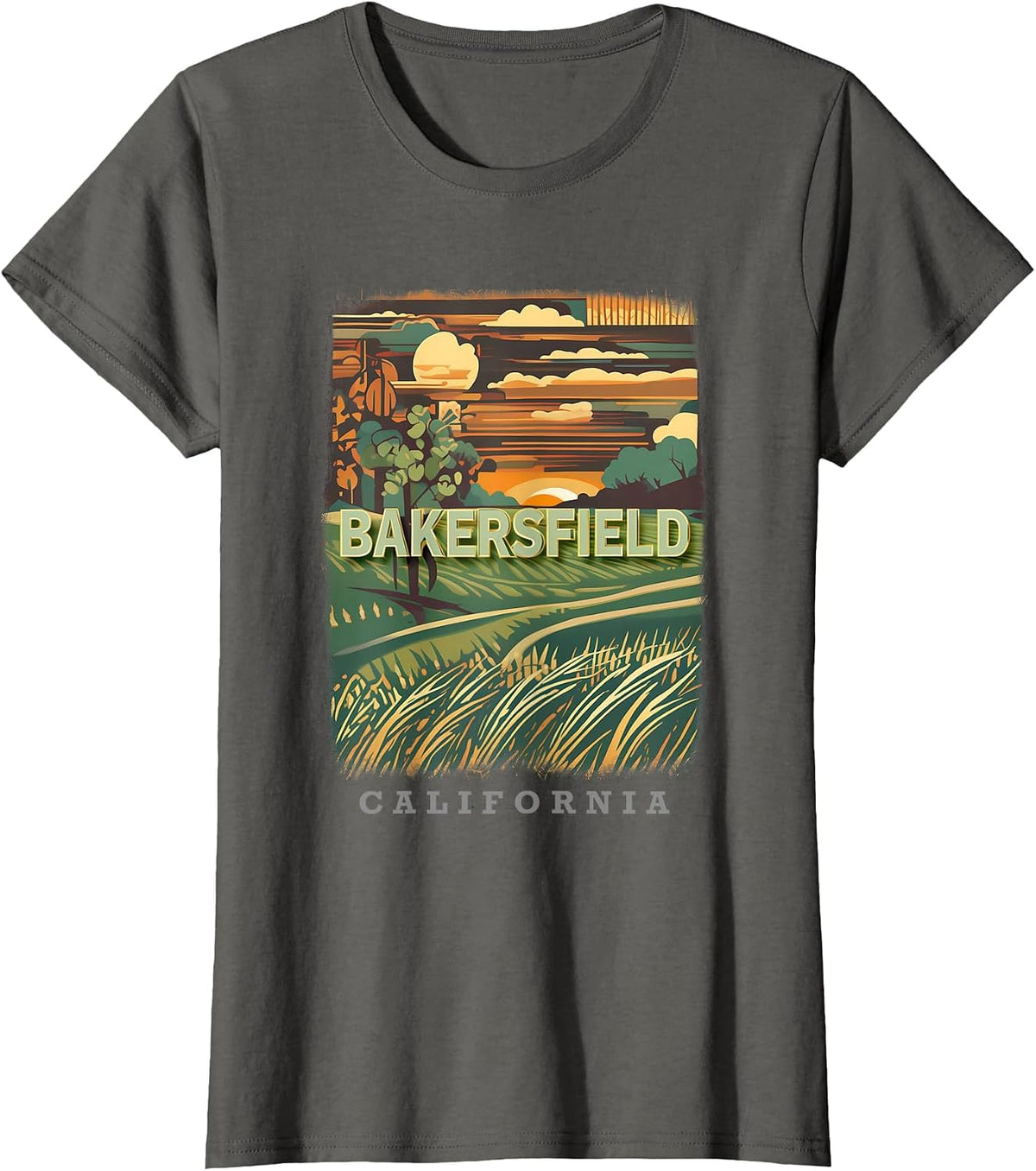 Bakersfield California CA Country Charm SD620 T-Shirt - Asphalt Grey