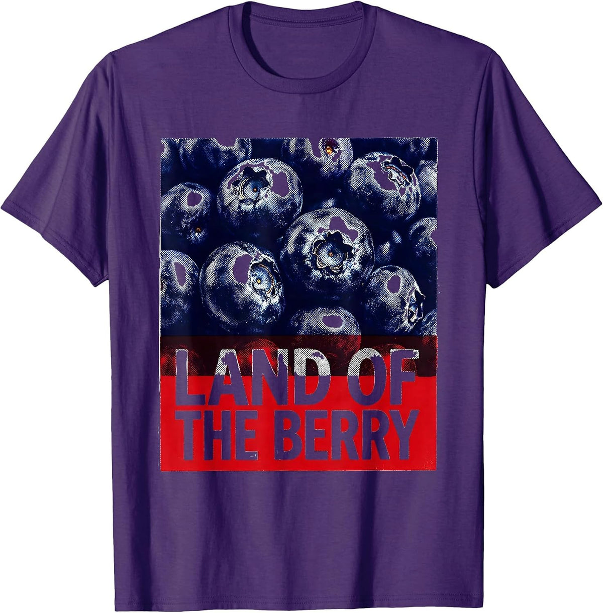 Men's Land of the Berry Red White and Blueberries Design T-Shirt - Purple
