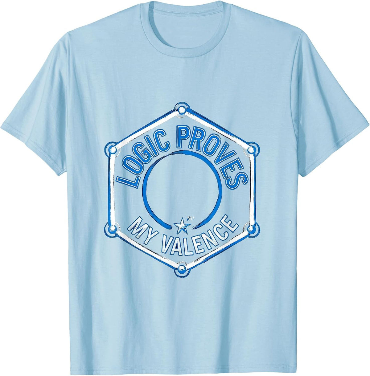 Men's Logic Proves My Valence Funny Chemistry Science Pun T-Shirt - Baby Blue