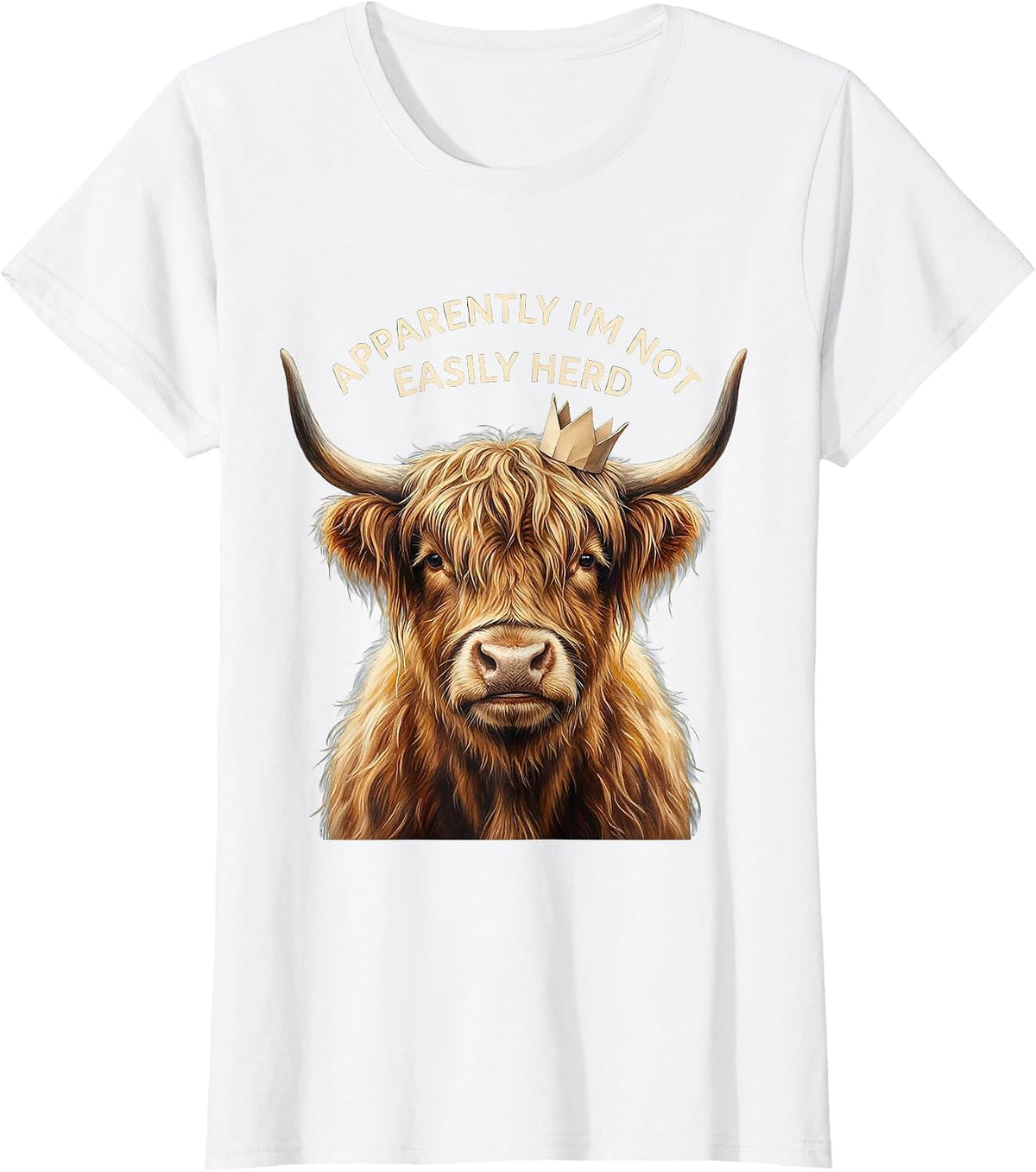 Women's Apparently I’m Not Easily Herd Storybook Highland Cow T-Shirt - White