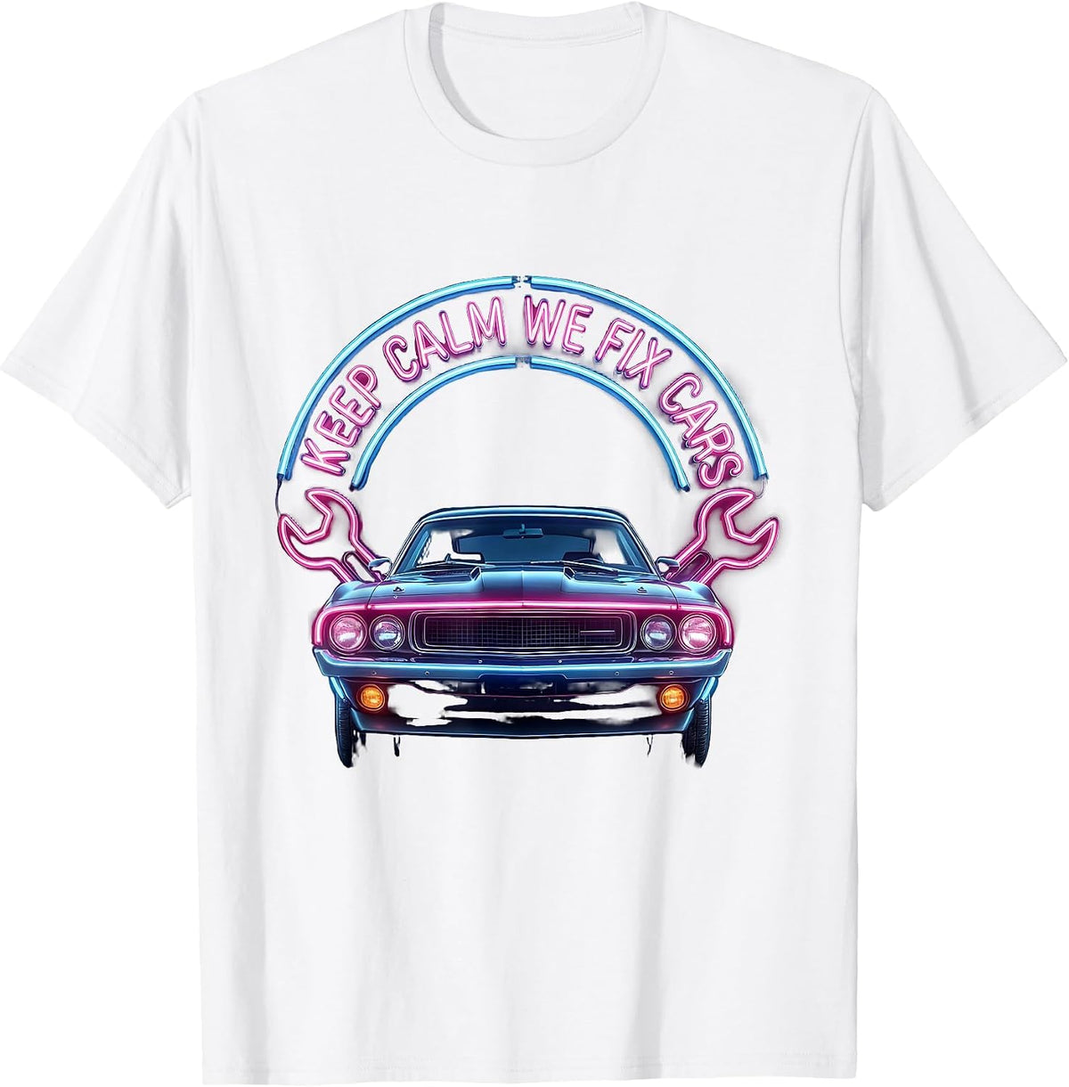 Men's Keep Calm We Fix Cars Valley Forge Auto Design T-Shirt - White