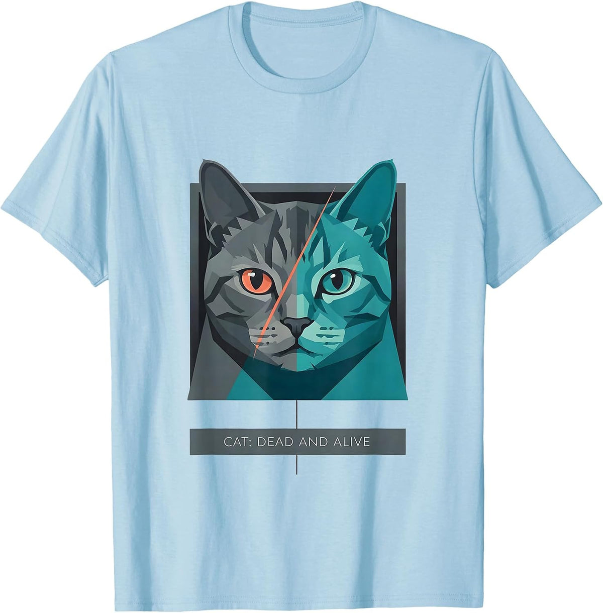 Men's Cat: Dead And Alive Funny Quantum Physics Science Student T-Shirt - Baby Blue