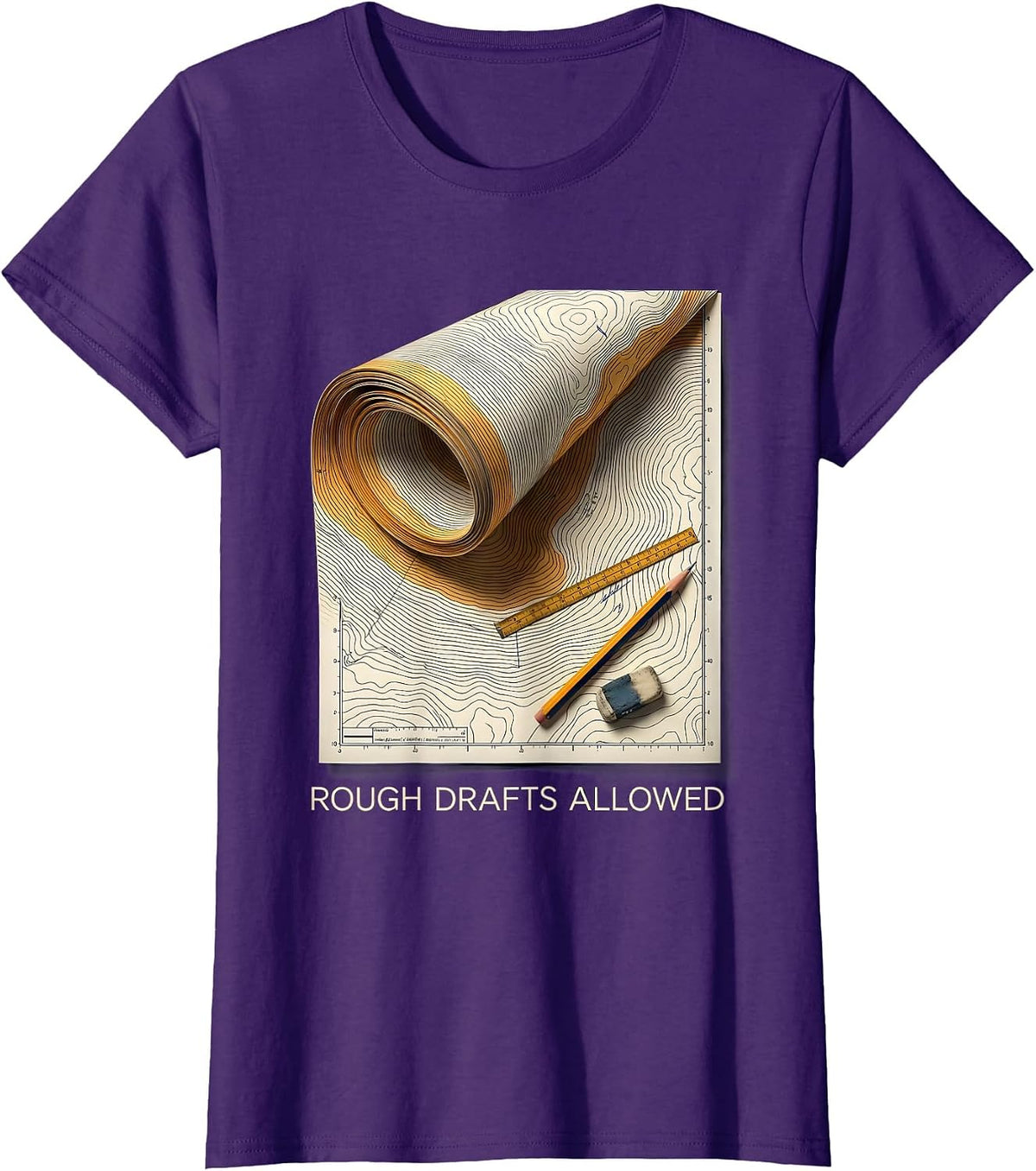 Women's Rough Drafts Allowed Growth Mindset Teacher Classroom T-Shirt - Purple