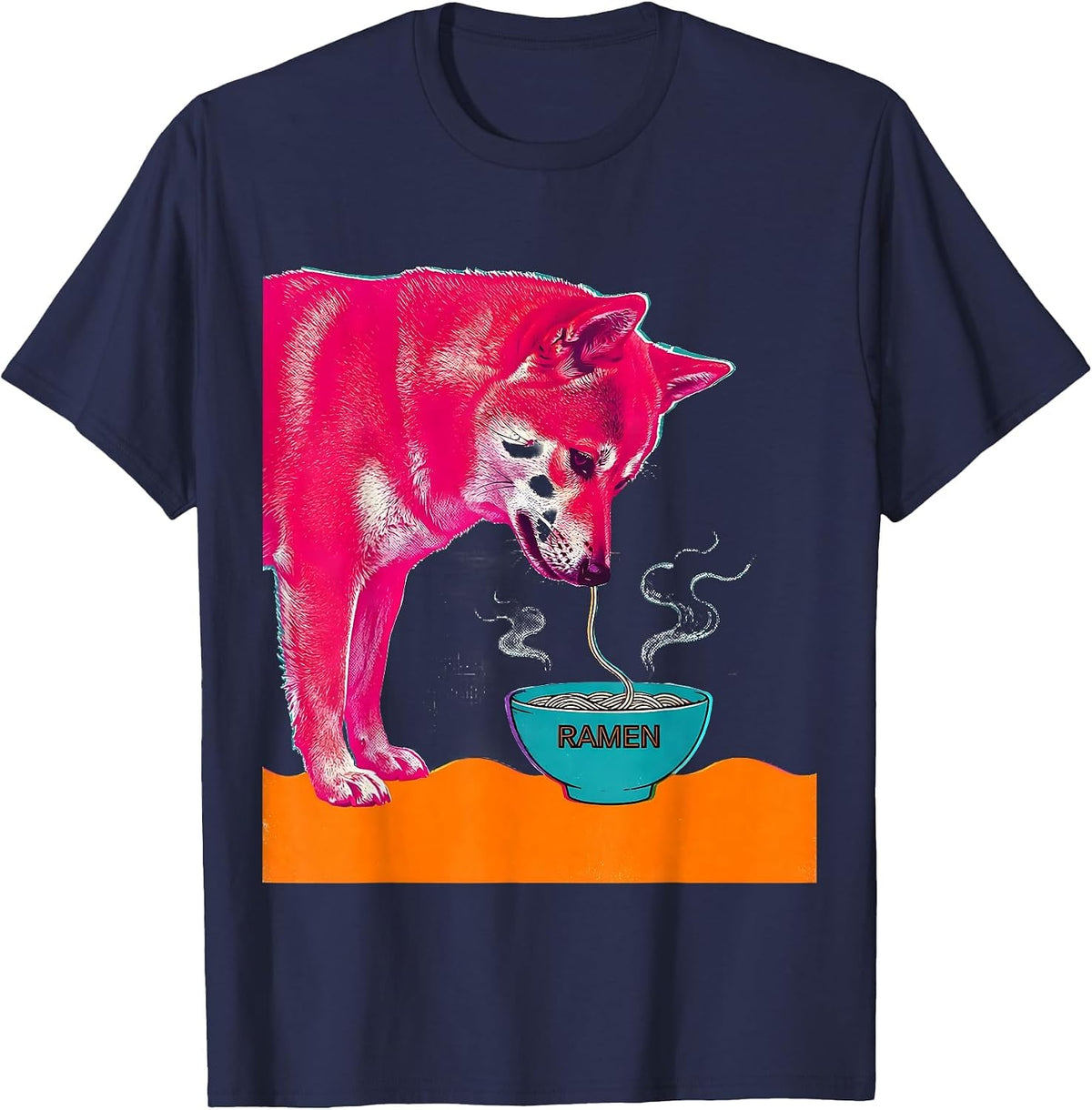 Ramen Kawaii Shiba Anime Japanese Animal Food Lover Gift T-Shirt - Navy Blue