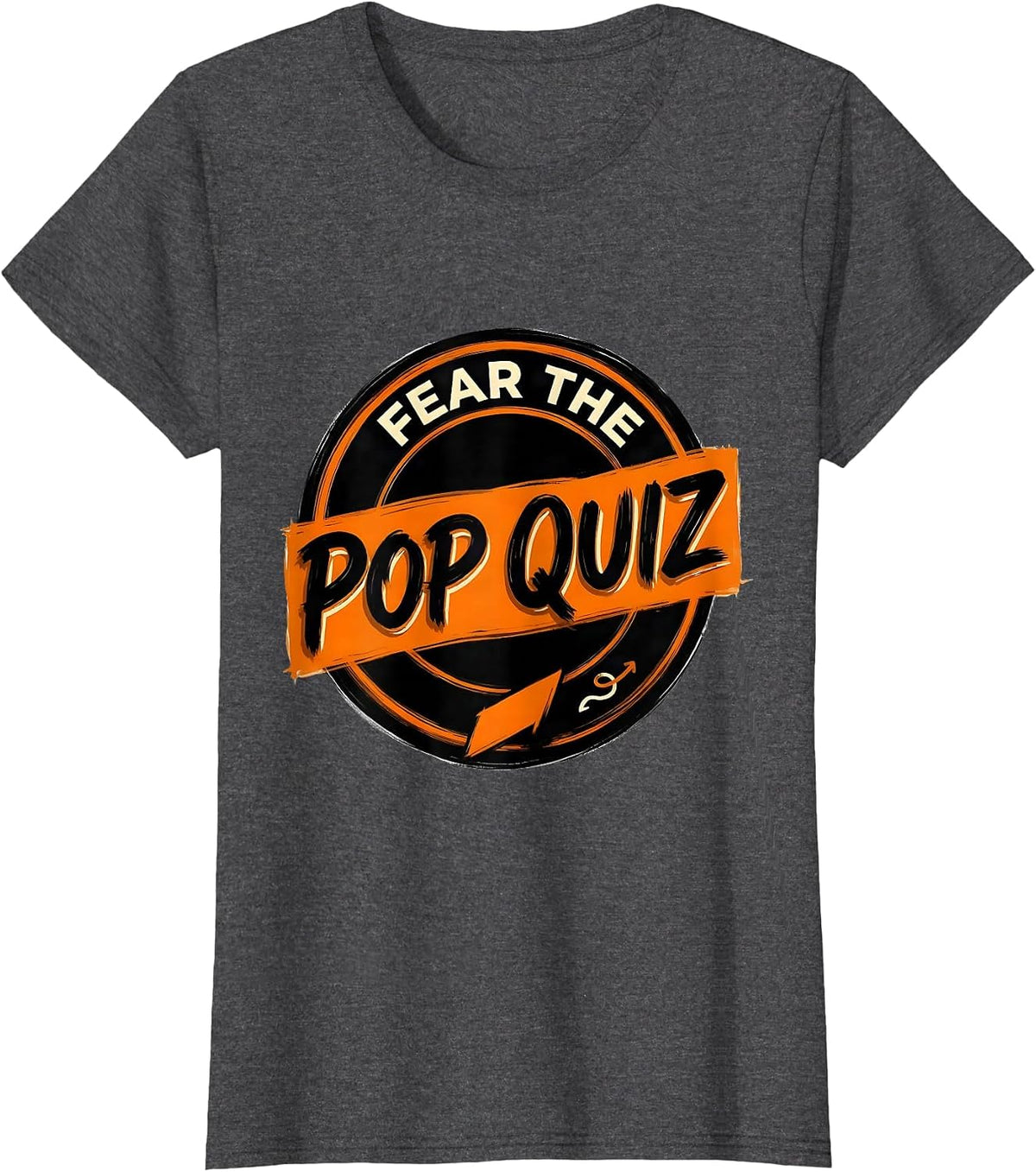 Women's Fear The Pop Quiz Funny Math Teacher Halloween Costume T-Shirt - Dark Heather Grey