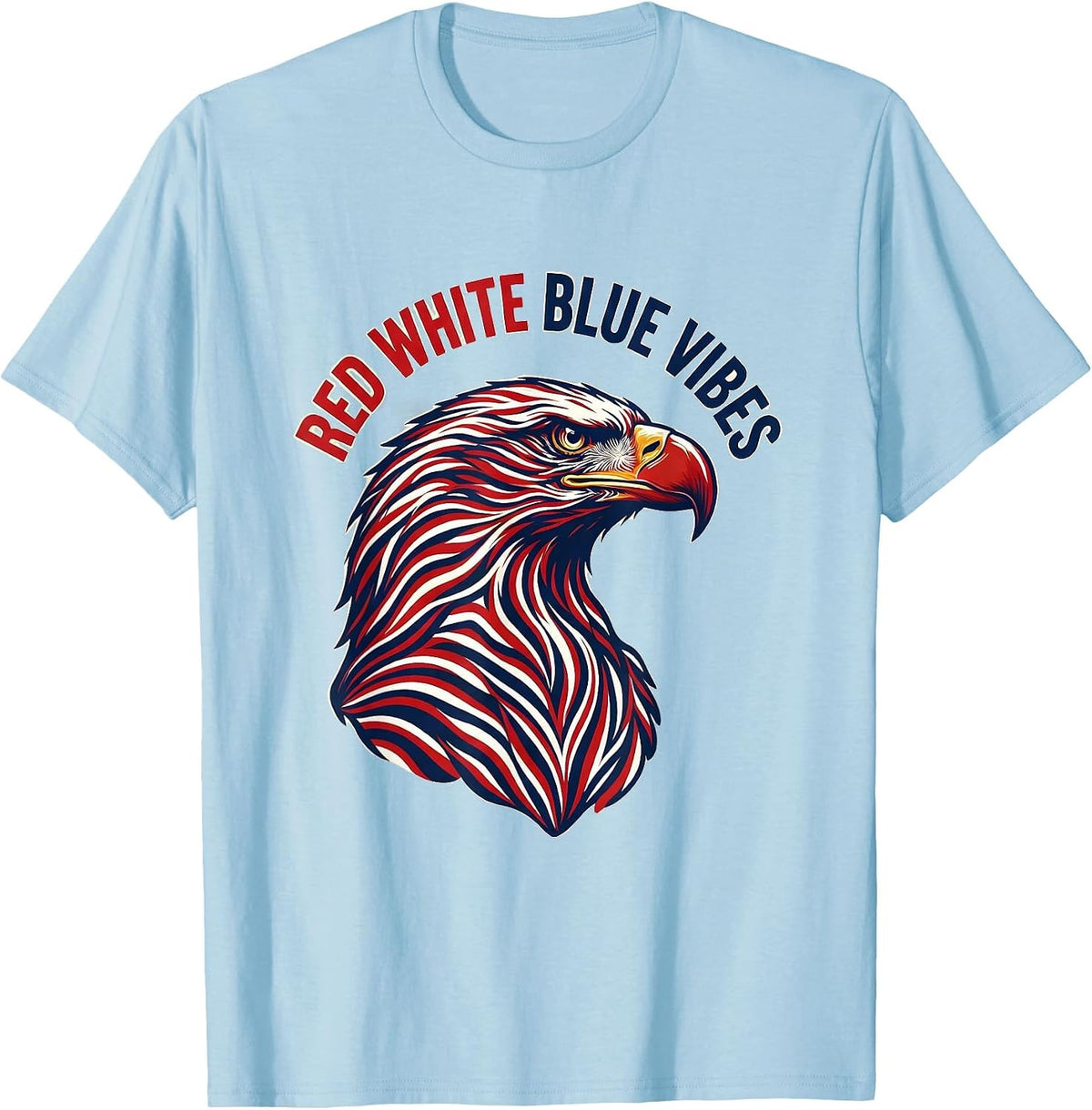 Men's Red White and Blue Vibes Patriotic Design T-Shirt - Baby Blue