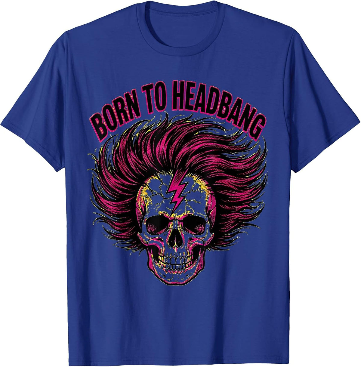 Born to Headbang Metal Band Graphic Design T-Shirt - Royal Blue