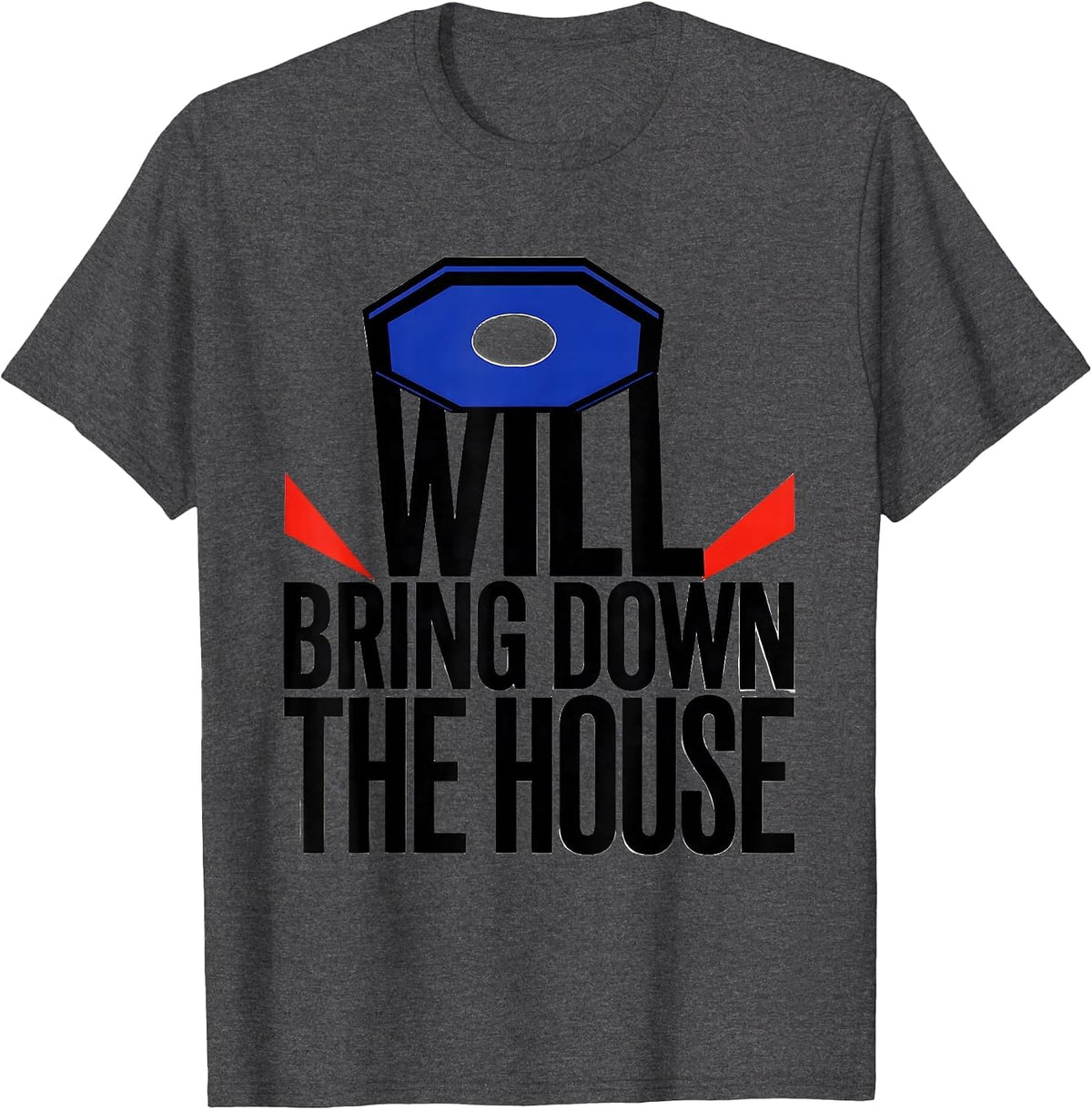 Men's Will Bring Down The House Bauhaus Modernist Shakespeare T-Shirt - Dark Heather Grey