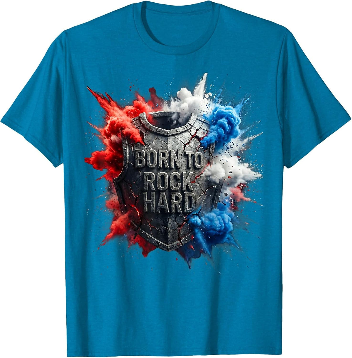 Born to Rock Hard Classic Rock Music Design T-Shirt - Sapphire Blue