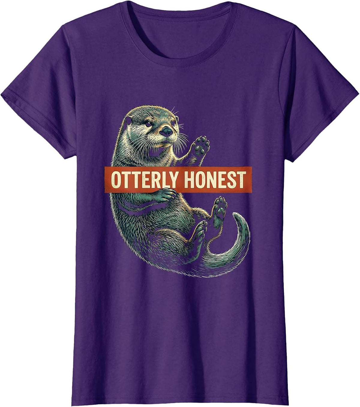 Otterly Honest Funny Otter Lover Humor Gift For Otter T-Shirt, Women, Purple, Medium - As Pictured