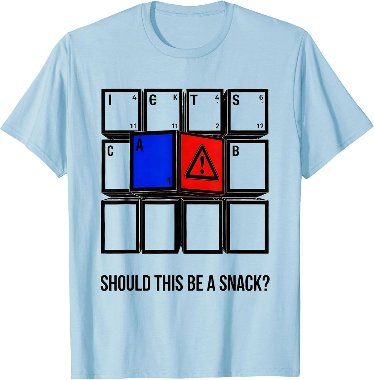 Men's Should This Be A Snack? Funny Periodic Table Science Teacher T-Shirt - Baby Blue