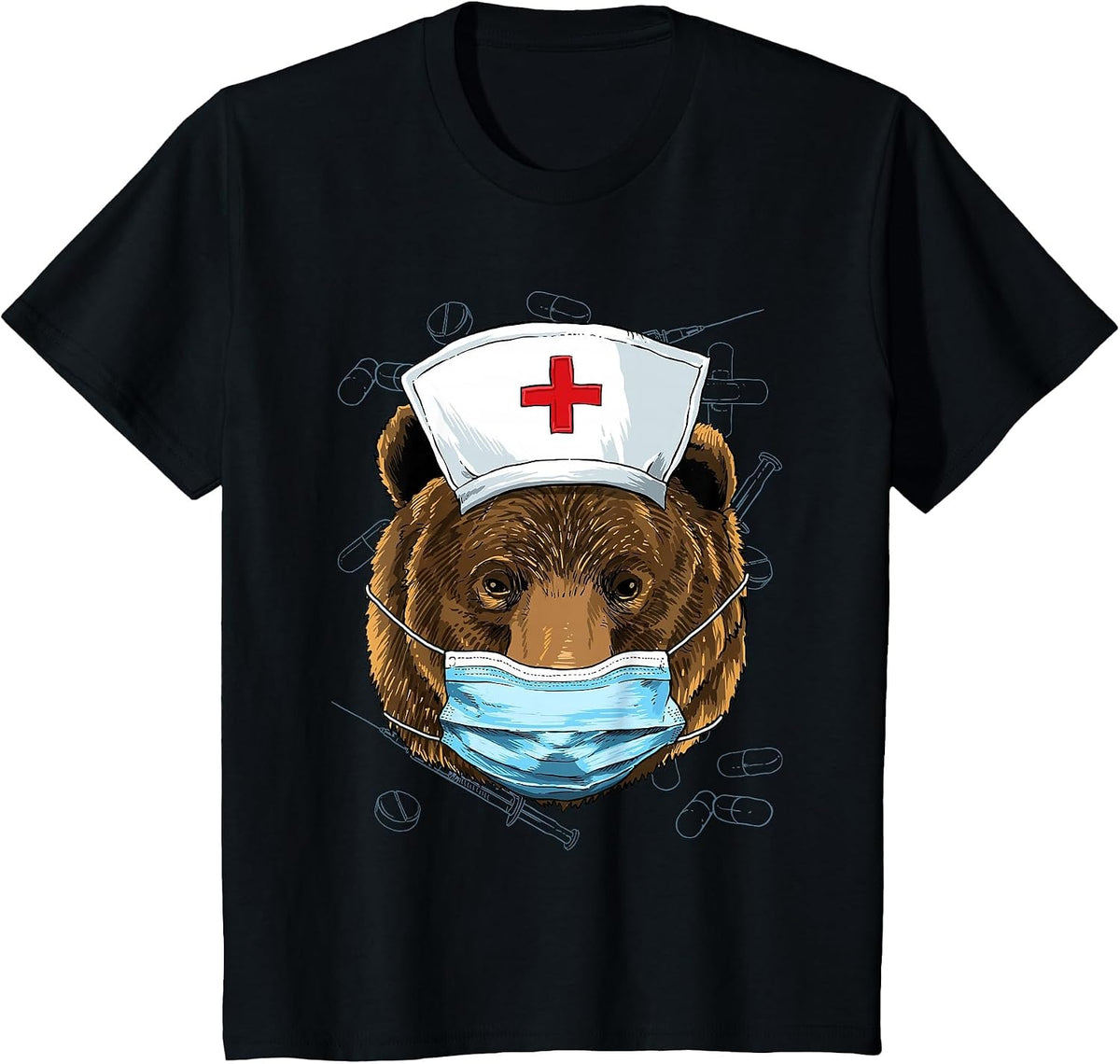 Hospital Grizzly Bear ER Nurse RN LPN Nurse Life Bear Lover T-Shirt - Black