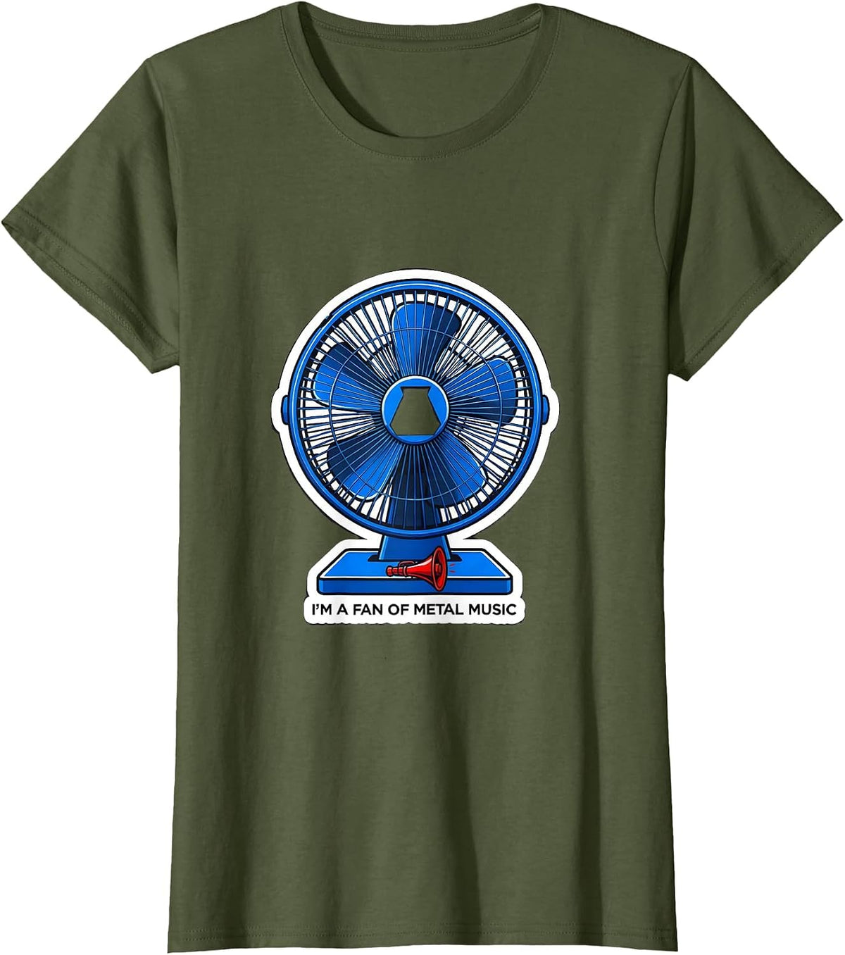Women's I'm A Fan Of Metal Music Funny Metalhead Heavy Metal Fan T-Shirt - Olive Green