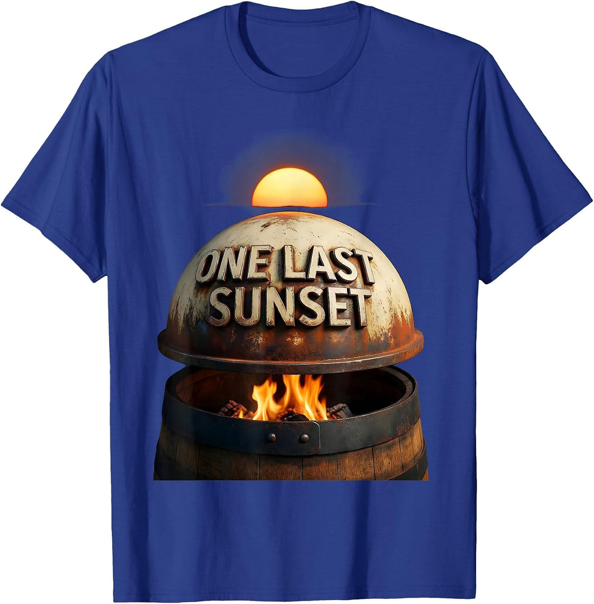 One Last Sunset Vintage BBQ Grill Dad Last Cookout Of Summer T-Shirt - Royal Blue
