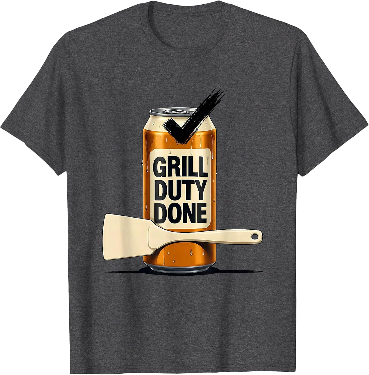 Men's Grill Duty Done Funny Labor Day Cookout Beer Lover T-Shirt - Dark Heather Grey
