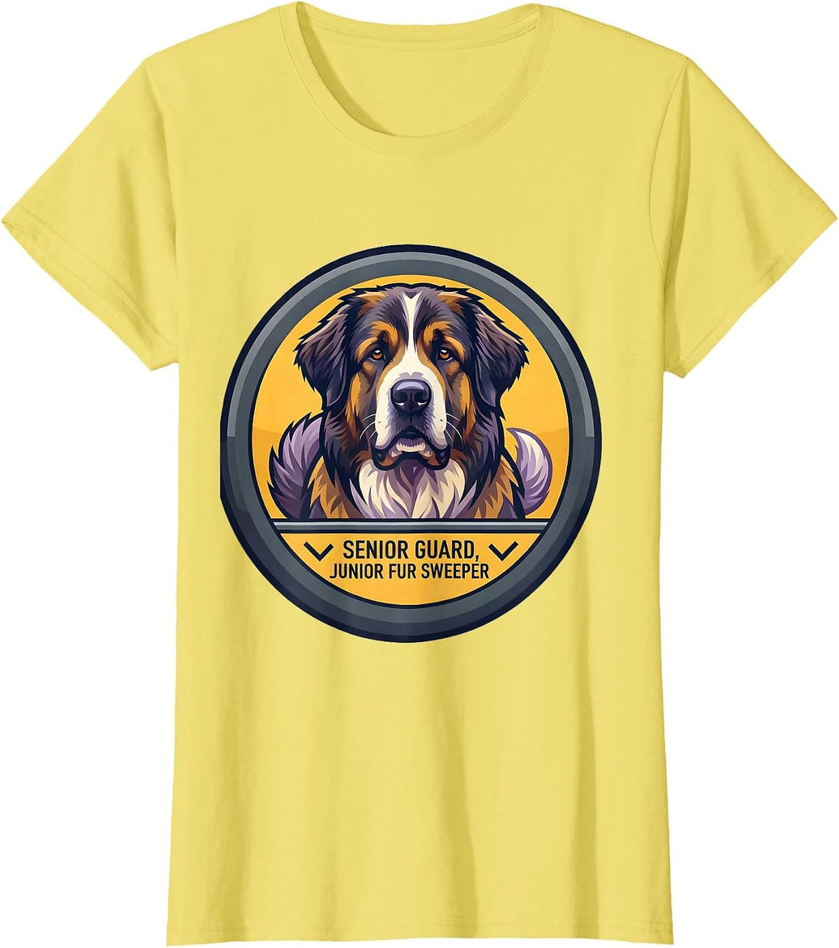 Women's Senior Guard Junior Fur Sweeper Funny Great Pyrenees Dog T-Shirt - Lemon Yellow