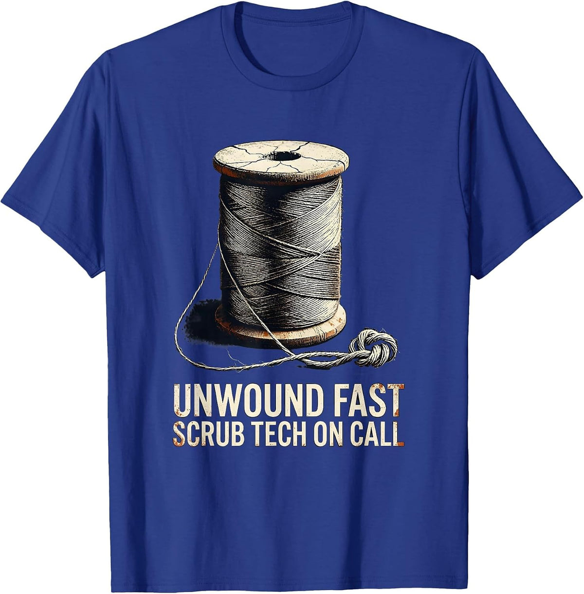 Unwound Fast Scrub Tech On Call Distressed Surgical T-Shirt - Royal Blue