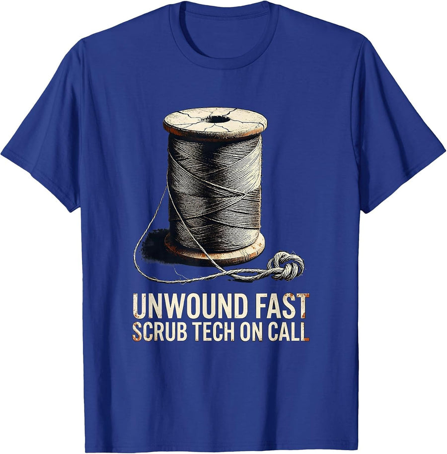 Unwound Fast Scrub Tech On Call Distressed Surgical T-Shirt - Royal Blue