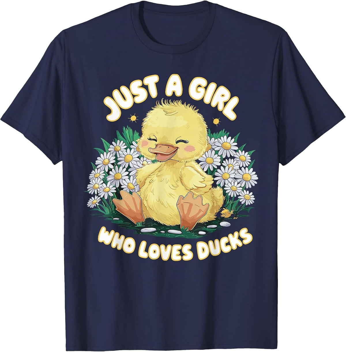 Just a Girl Who Loves Ducks Cute Duck T-Shirt - Navy Blue