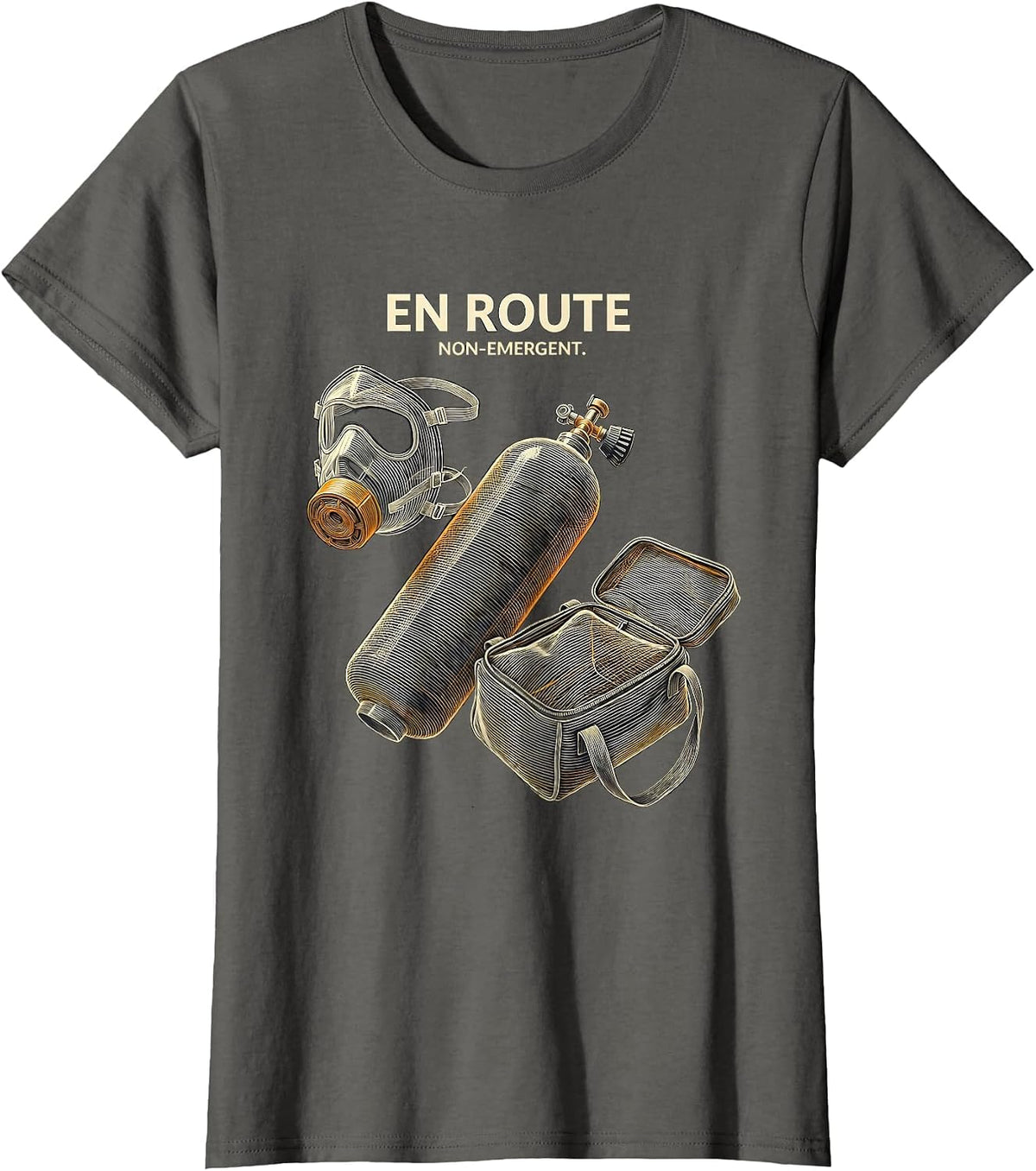 Women's En Route Non-Emergent Funny EMT Paramedic First Responder T-Shirt - Asphalt Grey
