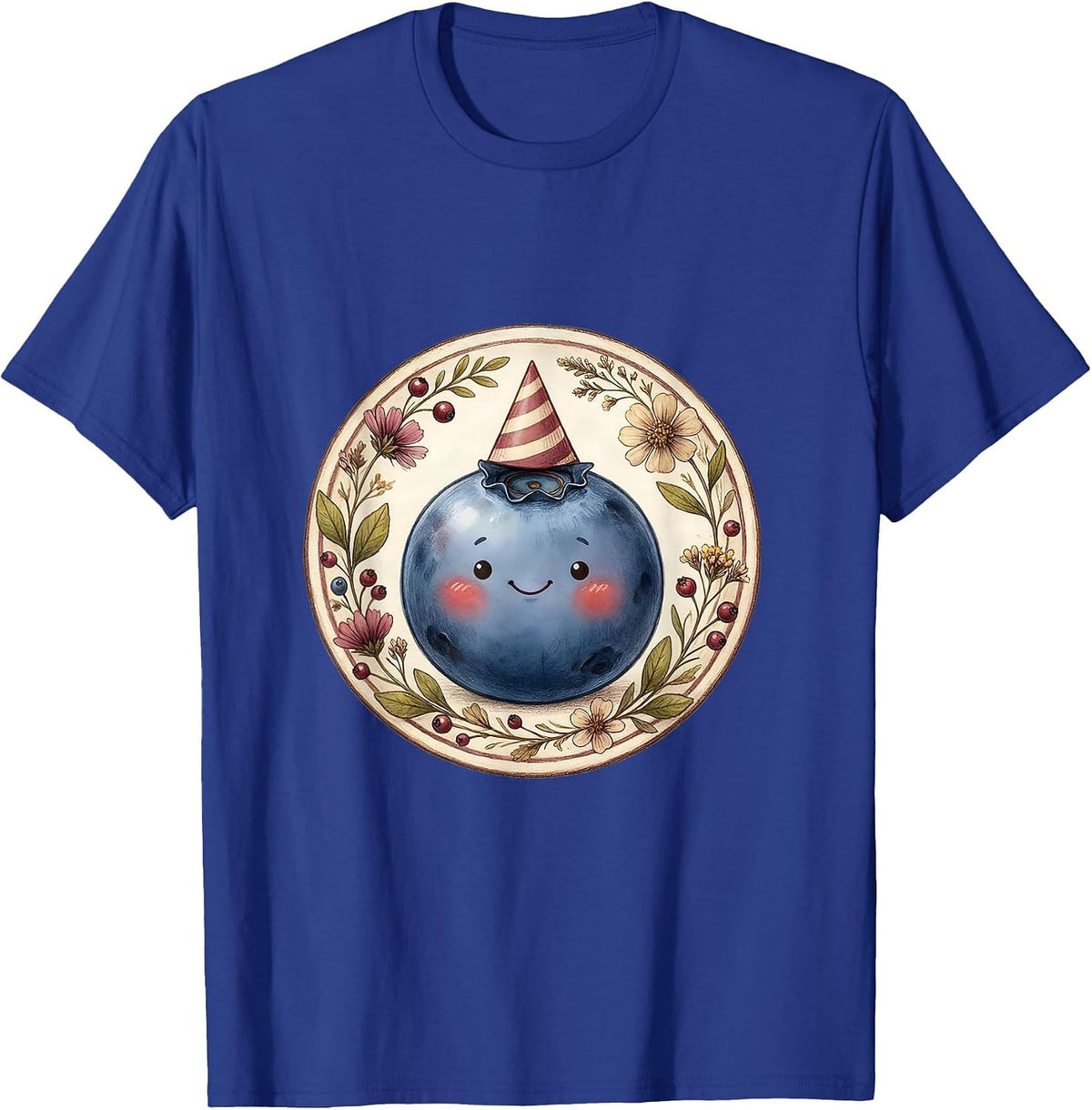 Red White and Blueberries Party Hat Berry Design T-Shirt - Royal Blue