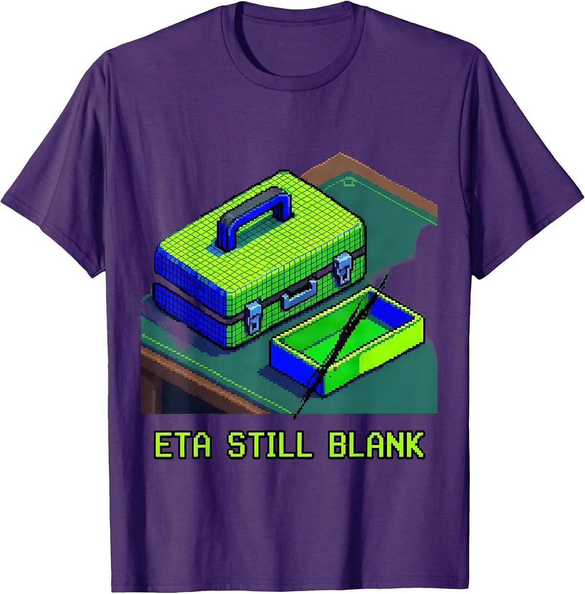ETA Still Blank Pixel Art Auto Mechanic Waiting on Parts T-Shirt - Purple